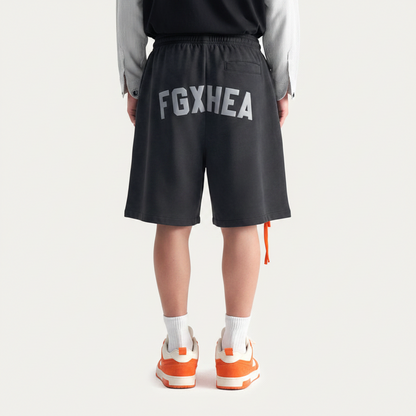 HEA Unisex Letter Print Casual Shorts, Elastic Waist Streetwear Shorts