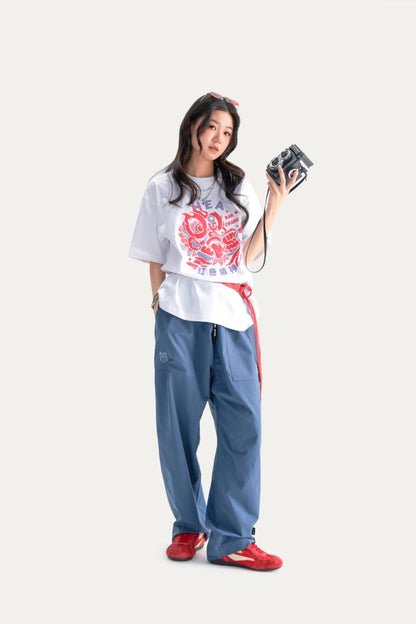 HEA Unisex Heavyweight 100% Cotton Lion Print T-Shirt, Casual Oversized Streetwear Short Sleeve