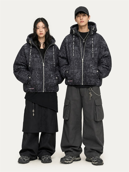 HEA All-Over Print Hooded Puffer Jacket