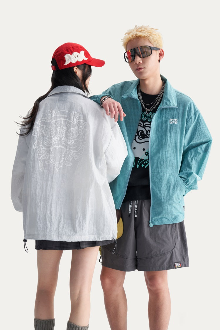 HEA Lion Head Embroidered Sun Protection Jacket, Unisex Streetwear Lightweight Windbreaker