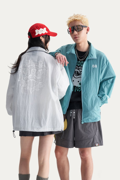HEA Lion Head Embroidered Sun Protection Jacket, Unisex Streetwear Lightweight Windbreaker
