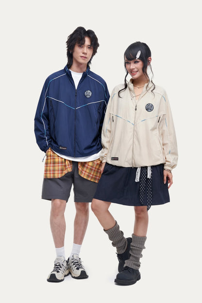 HEA Retro Sport Track Jacket, Unisex Streetwear Full-Zip Windbreaker