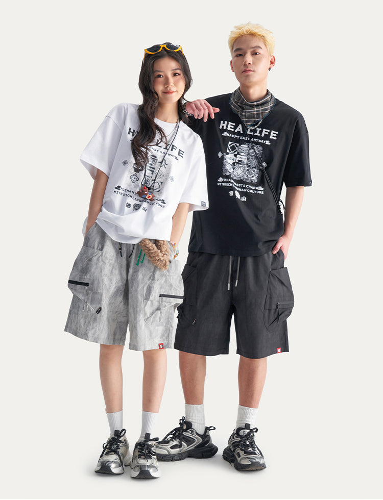 HEA Unisex Oversized Cotton Graphic T-Shirt, Casual Streetwear Short Sleeve Tee