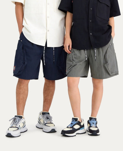 HEA Bubble Texture Cargo Shorts, Unisex Drawstring Loose Casual Walking Shorts