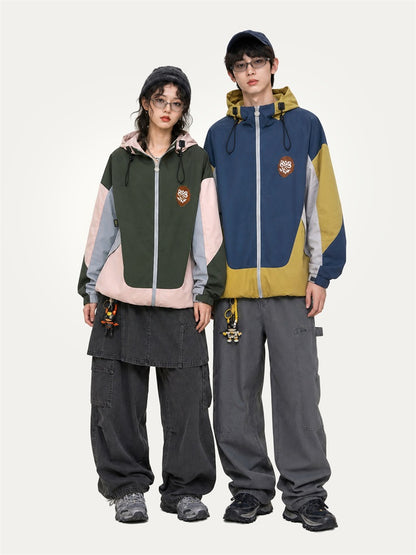 HEA Multi-Pocket Workwear Jacket – Contrast Collar Utility Coat
