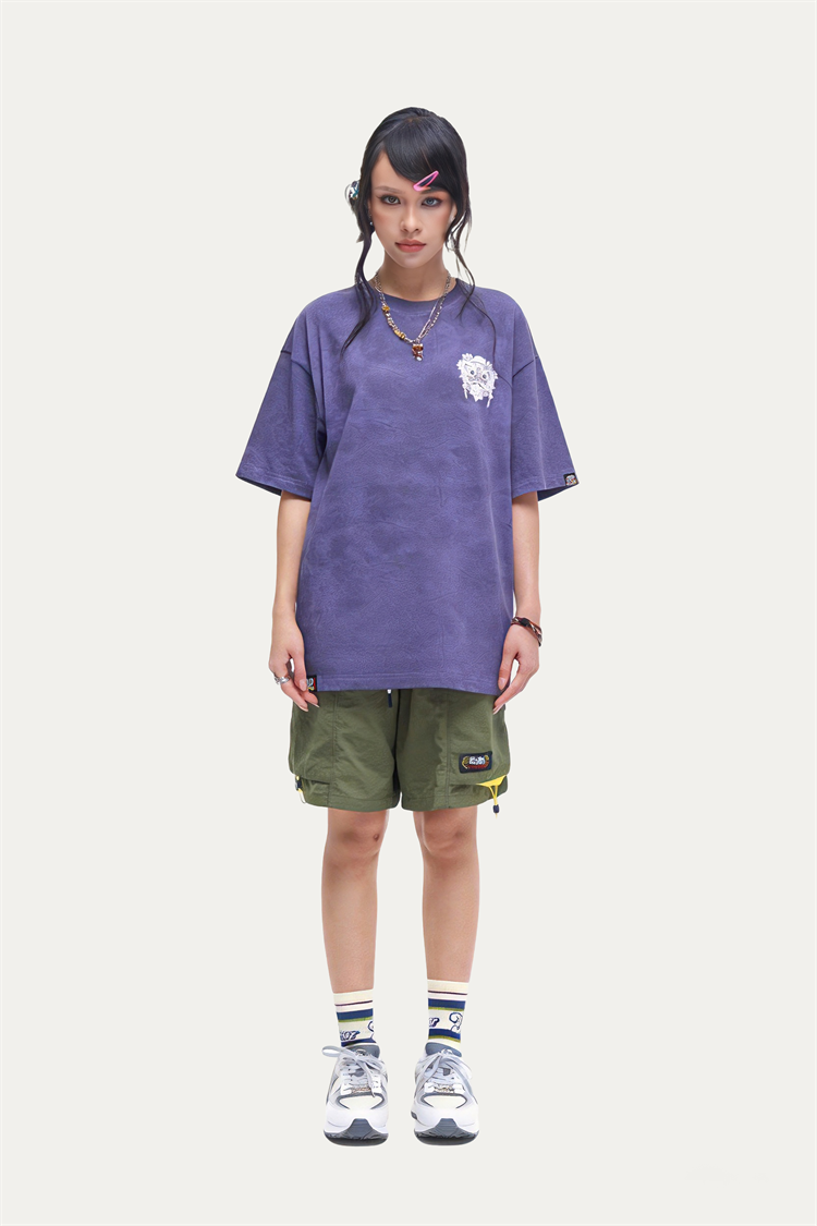 HEA Tie-Dye Graphic T-Shirt, Unisex Streetwear Tee with Traditional Chinese Print