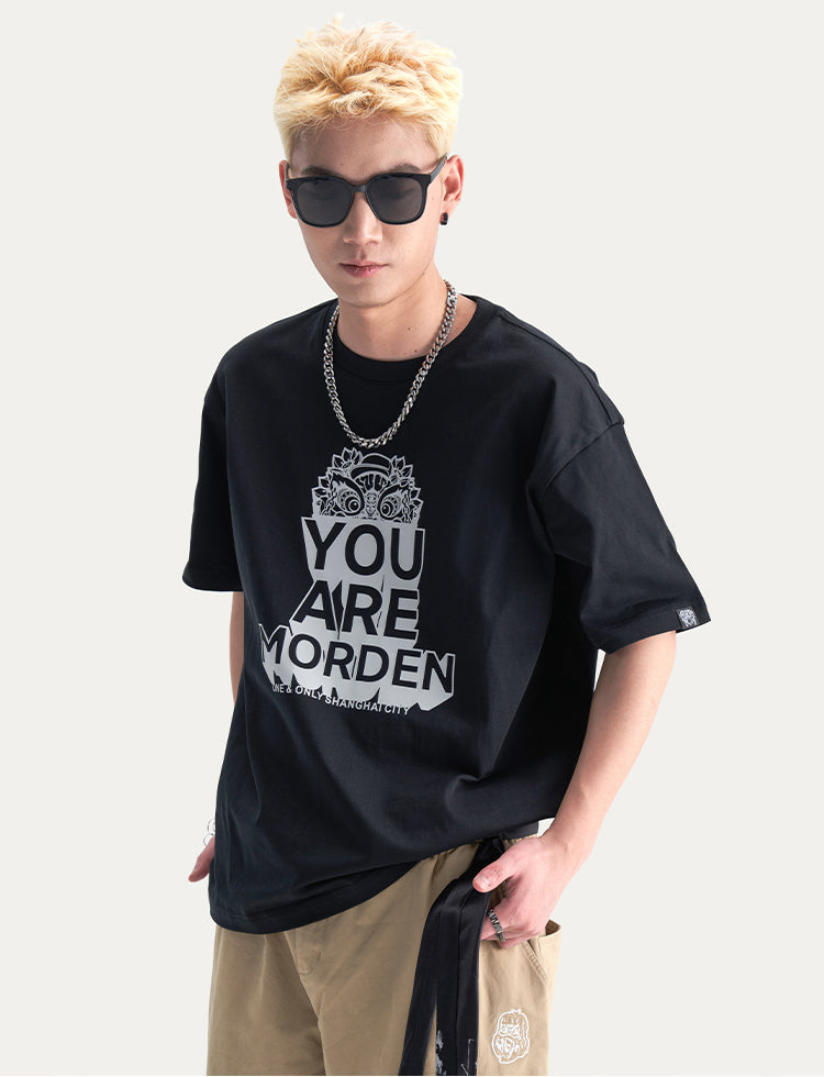 ：HEA Unisex Heavyweight Cotton Lion Graphic T-Shirt, Oversized Streetwear Short Sleeve Tee