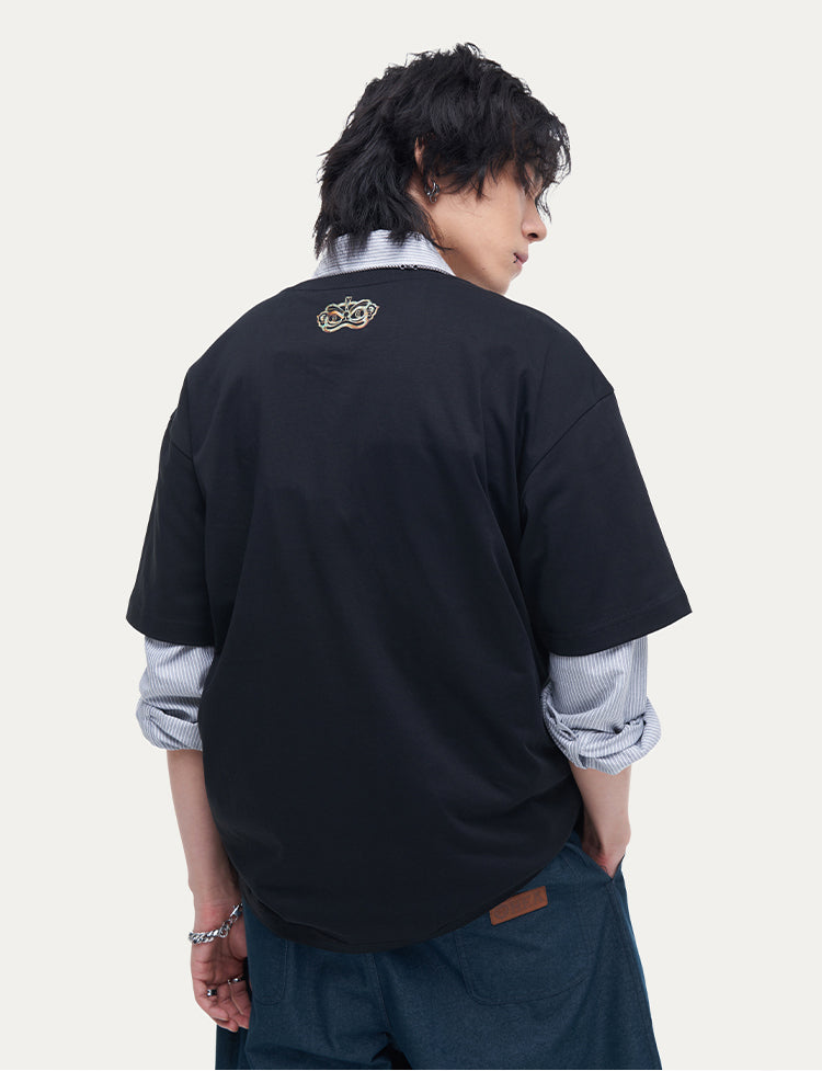 HEA Unisex Heavyweight Cotton Lion Graphic T-Shirt, Oversized Streetwear Short Sleeve Tee