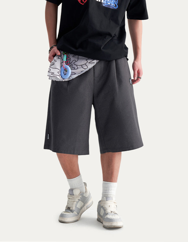 HEA Unisex Solid Color Casual Shorts, Loose Fit Streetwear Shorts