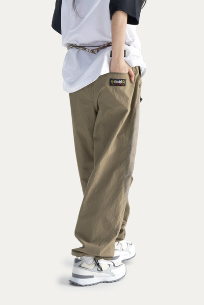 HEA Men’s Patchwork Print Cargo Pants, Casual Streetwear Loose Wide-Leg Trousers with Drawstring Waist