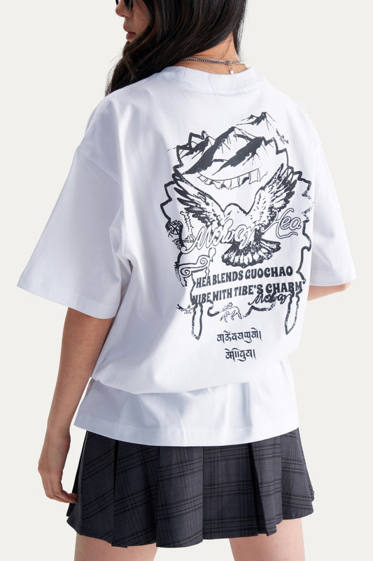 HEA Unisex Heavyweight 100% Cotton Vintage Lion Print T-Shirt, Casual Streetwear Short Sleeve