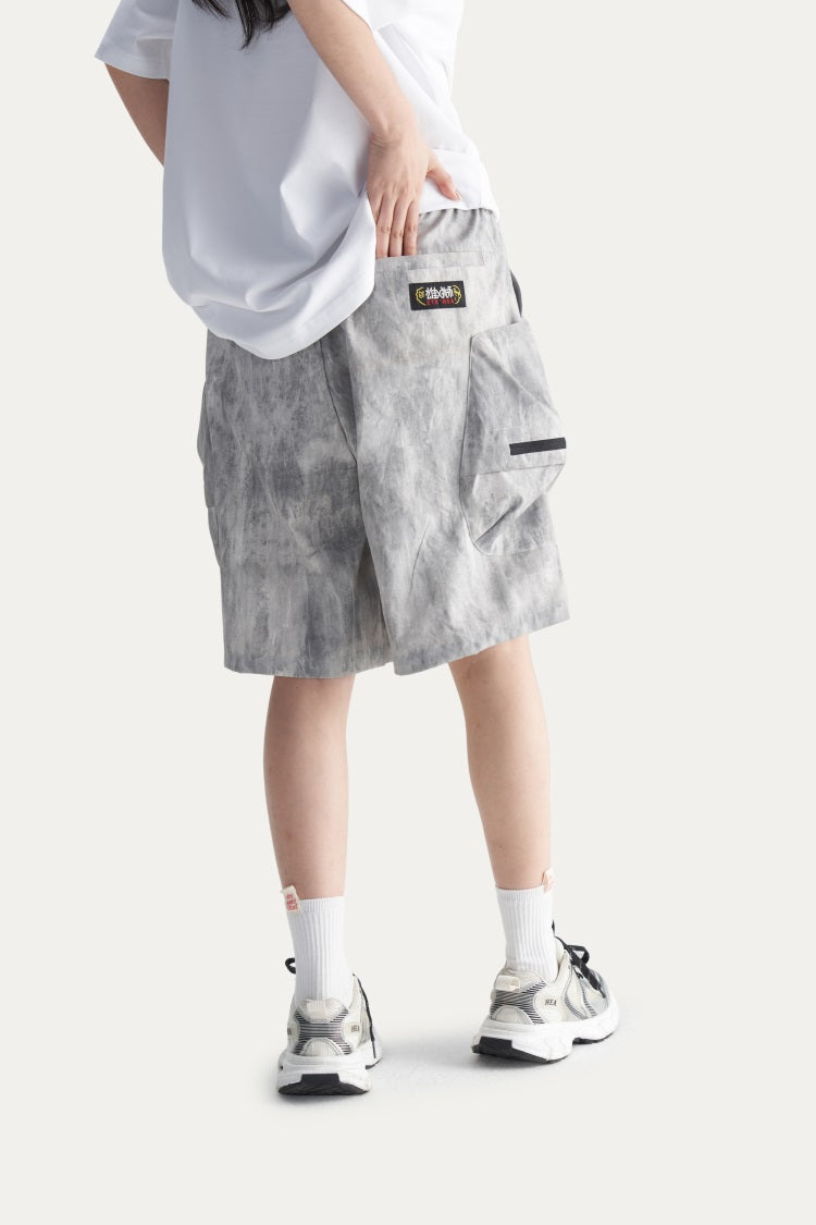 HEA Men’s Oversized Cargo Shorts, Casual Streetwear Multi-Pocket Shorts with Drawstring Wais