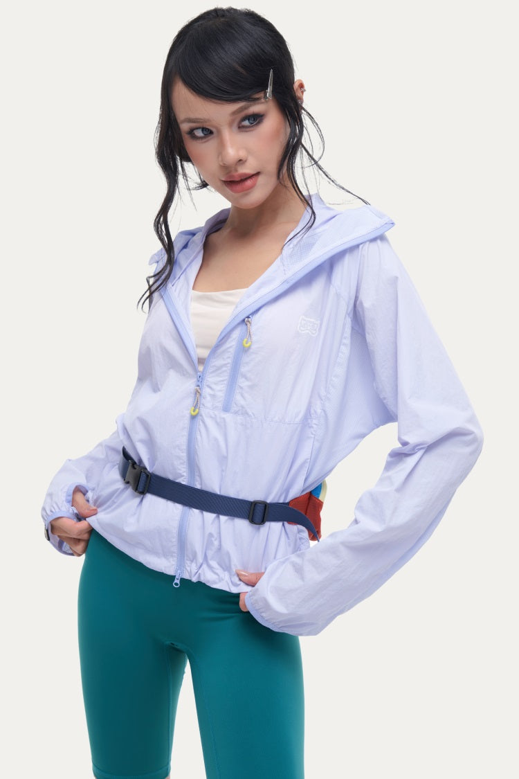 HEA  Lightweight Hooded Outdoor Jacket, Full-Zip Quick-Dry Sun Protection Coat with Thumb Holes