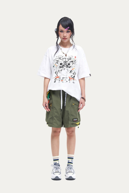 HEA Ink Wash Style Lion Head T-Shirt, Unisex Streetwear Casual Tee with Artistic Print