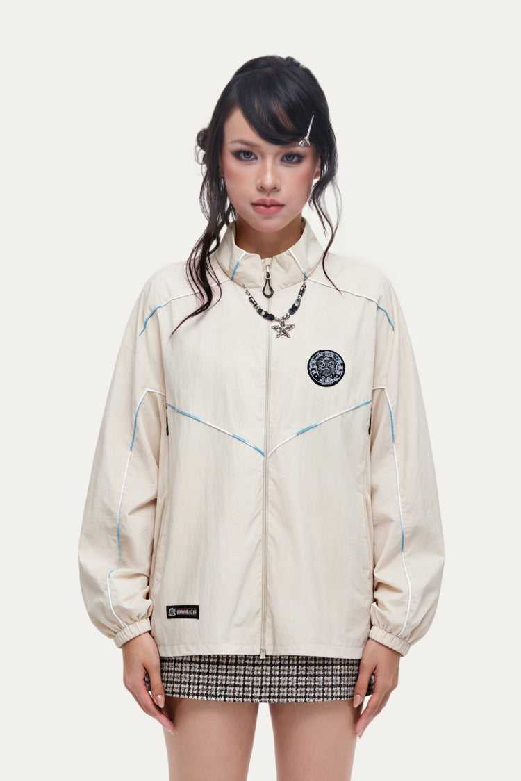 HEA Retro Sport Track Jacket, Unisex Streetwear Full-Zip Windbreaker