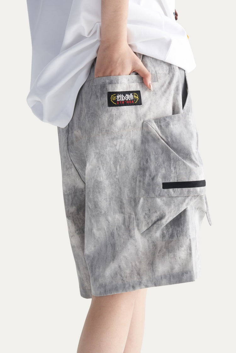 HEA Men’s Oversized Cargo Shorts, Casual Streetwear Multi-Pocket Shorts with Drawstring Wais