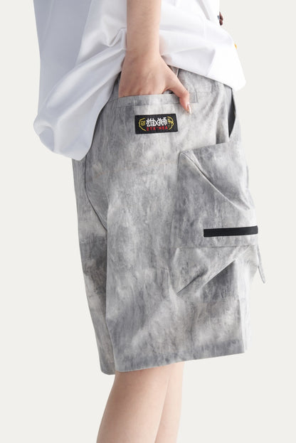 HEA Men’s Oversized Cargo Shorts, Casual Streetwear Multi-Pocket Shorts with Drawstring Wais