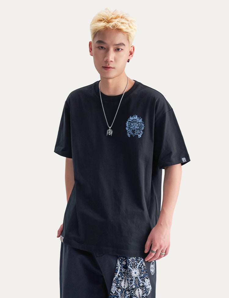 HEA Unisex Lion Print Graphic T-Shirt, Oversized Casual Streetwear Cotton Short Sleeve Tee
