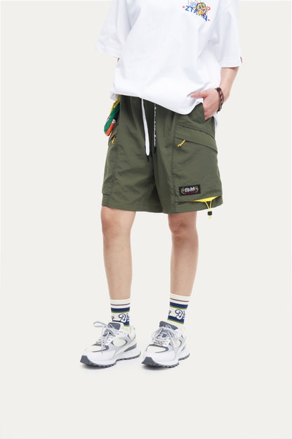 HEA Men’s Lion Head Embroidered Casual Shorts, Breathable Streetwear Shorts with Adjustable Hem