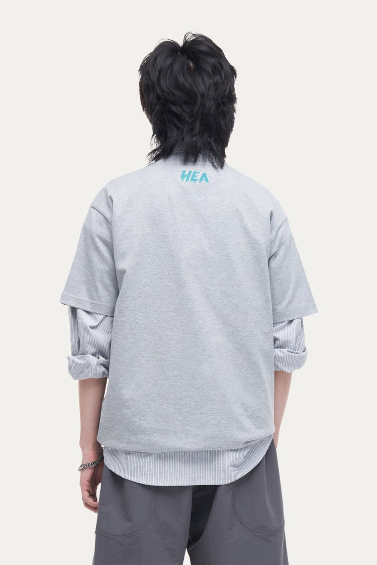 HEA Unisex Oversized Graphic T-Shirt, Crew Neck Cotton Tee with Front & Back Lion Print, Casual Streetwear Top for Men Women