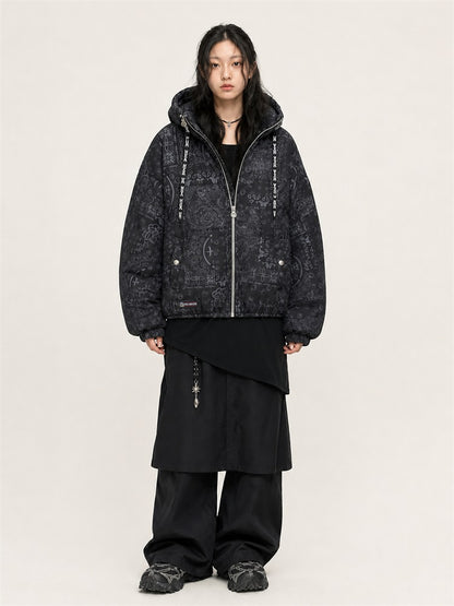 HEA All-Over Print Hooded Puffer Jacket