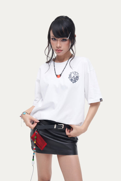 HEA Unisex Heavyweight Cotton Lion Graphic T-Shirt, Oversized Streetwear Short Sleeve Tee