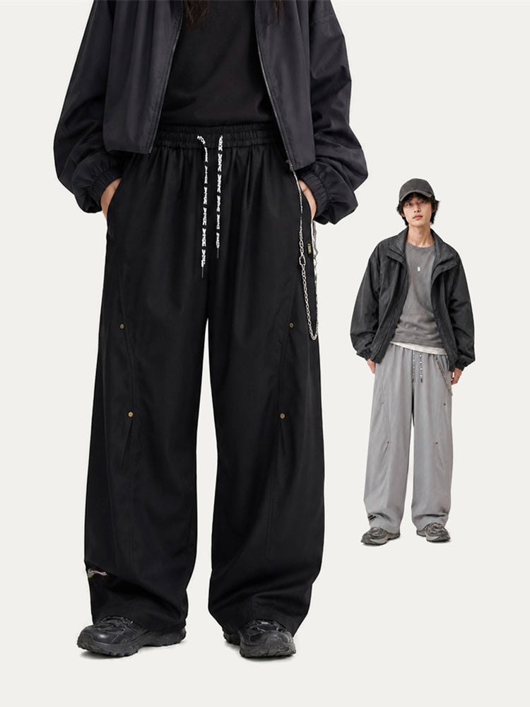 HEA Relaxed Woven Drawstring Pants – Straight Leg Streetwear Trousers