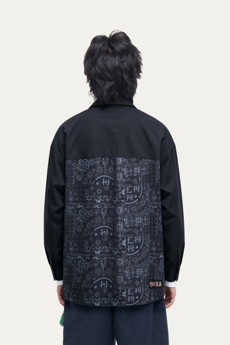 HEA Two-Tone Paisley Print Coach Jacket | Unisex Streetwear Button-Up Windbreaker