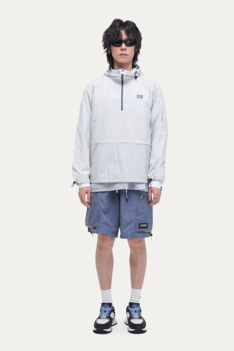 HEA Cartoon Graphic Half-Zip Hooded Anorak | Unisex Streetwear Casual Lightweight Jacket