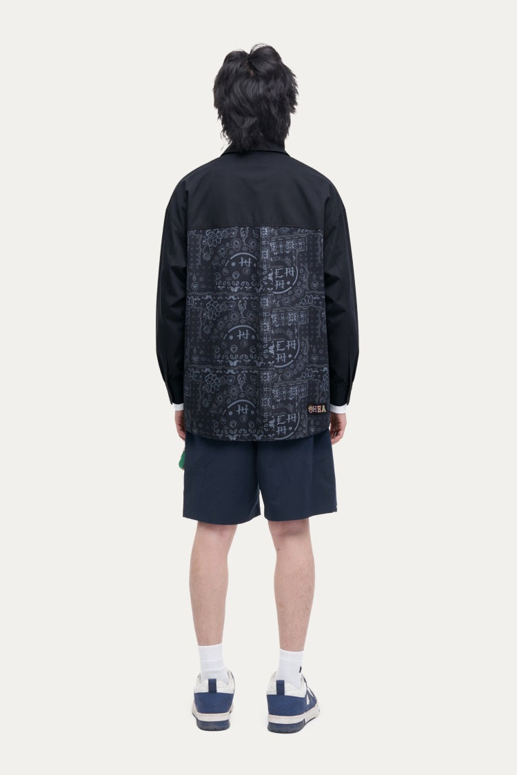 HEA Two-Tone Paisley Print Coach Jacket | Unisex Streetwear Button-Up Windbreaker
