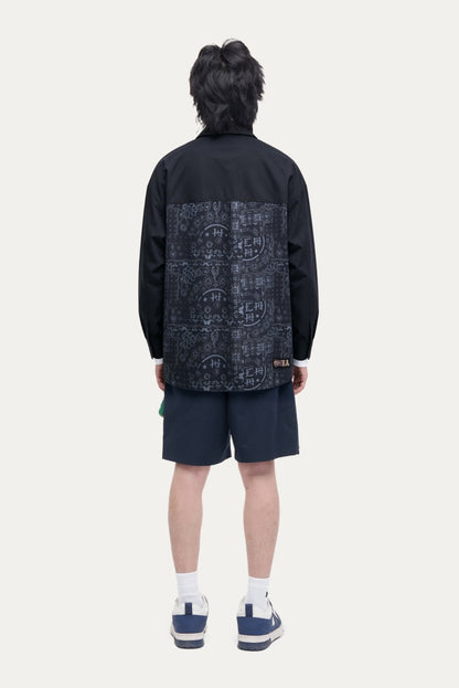 HEA Two-Tone Paisley Print Coach Jacket | Unisex Streetwear Button-Up Windbreaker