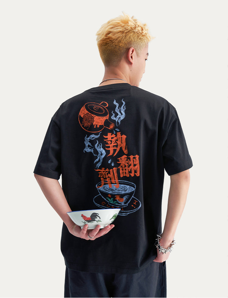 HEA Unisex Lion Print Graphic T-Shirt, Oversized Casual Streetwear Cotton Short Sleeve Tee