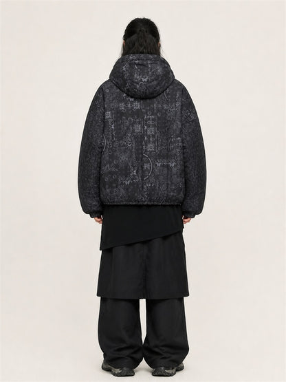 HEA All-Over Print Hooded Puffer Jacket