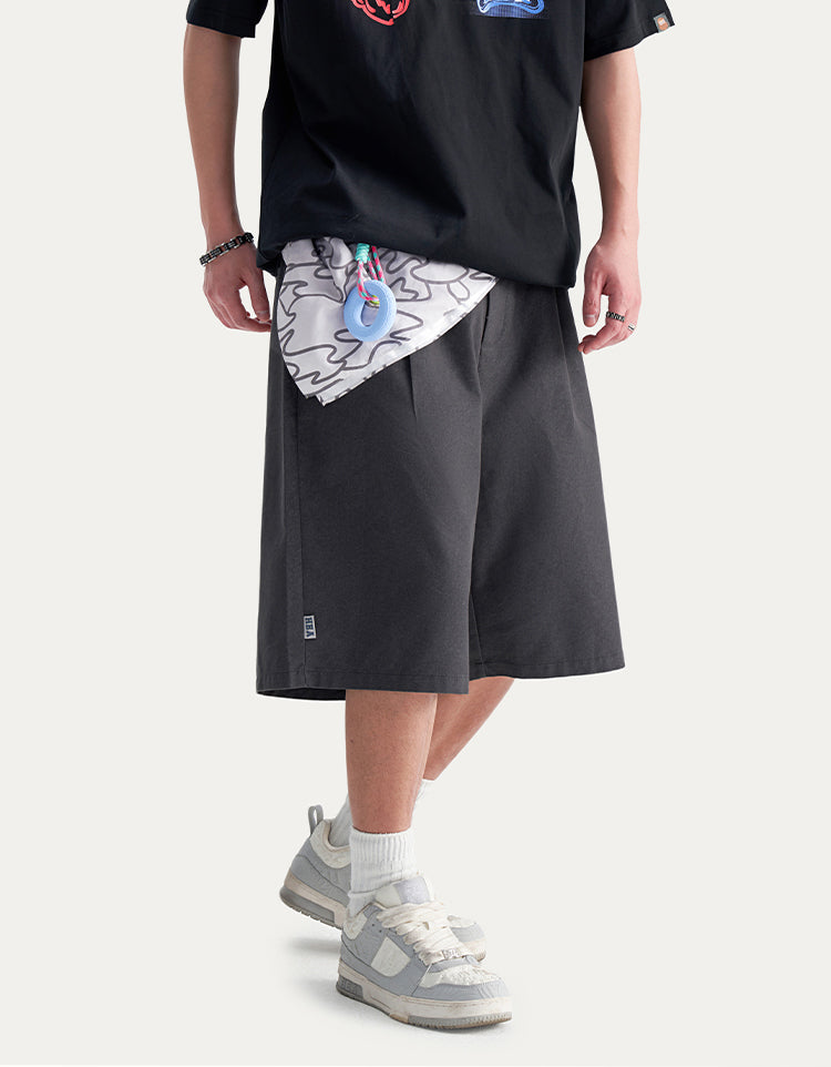 HEA Unisex Solid Color Casual Shorts, Loose Fit Streetwear Shorts