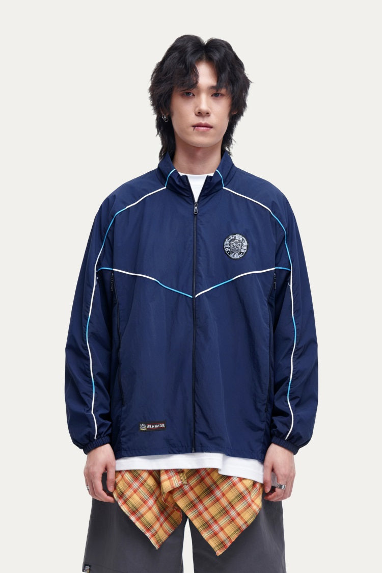 HEA Retro Sport Track Jacket, Unisex Streetwear Full-Zip Windbreaker