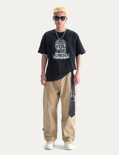 ：HEA Unisex Heavyweight Cotton Lion Graphic T-Shirt, Oversized Streetwear Short Sleeve Tee