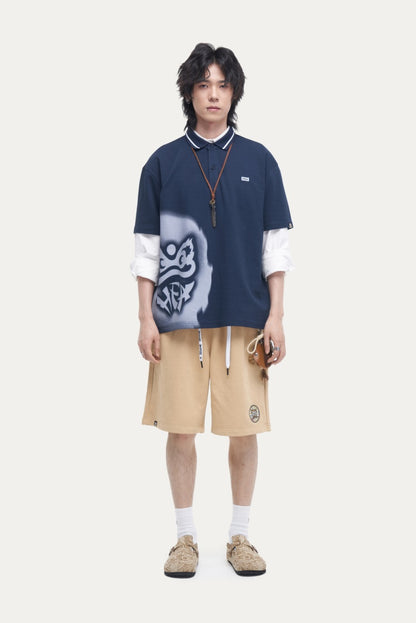 HEA Unisex Oversized Graphic T-Shirt, Crew Neck Cotton Tee with Front & Back Lion Print, Casual Streetwear Top for Men Women
