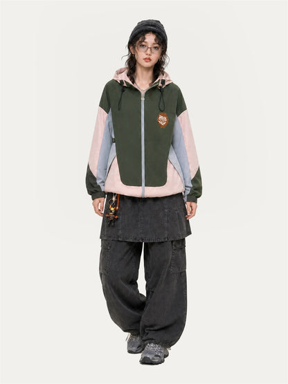 HEA Multi-Pocket Workwear Jacket – Contrast Collar Utility Coat