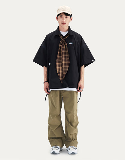 HEA Oversized Shirt with Unique Graphic Print Casual Streetwear Unisex Short Sleeve Shirt