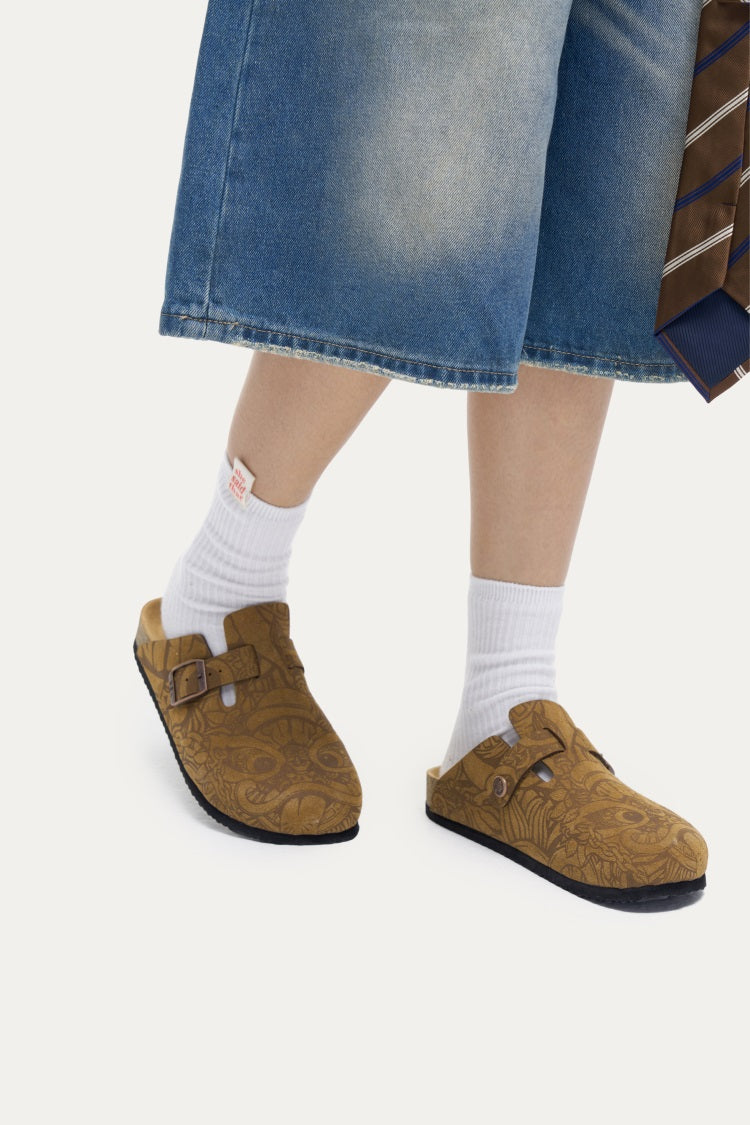 HEA Lion Allover Printed Cork Clogs, Unisex Slip-On Mule Sandals Casual Walking Shoes