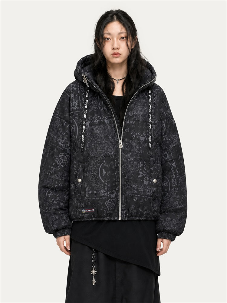 HEA All-Over Print Hooded Puffer Jacket