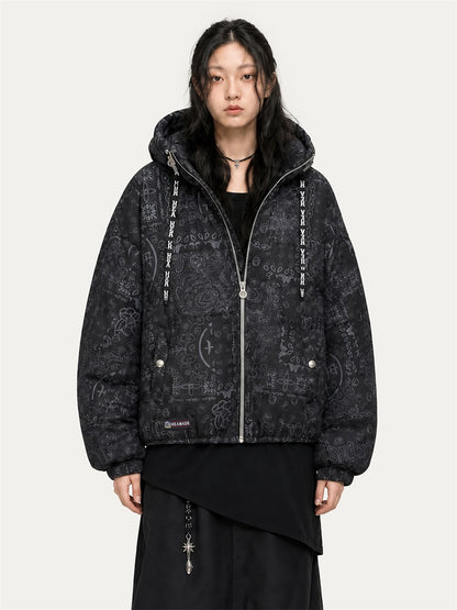 HEA All-Over Print Hooded Puffer Jacket