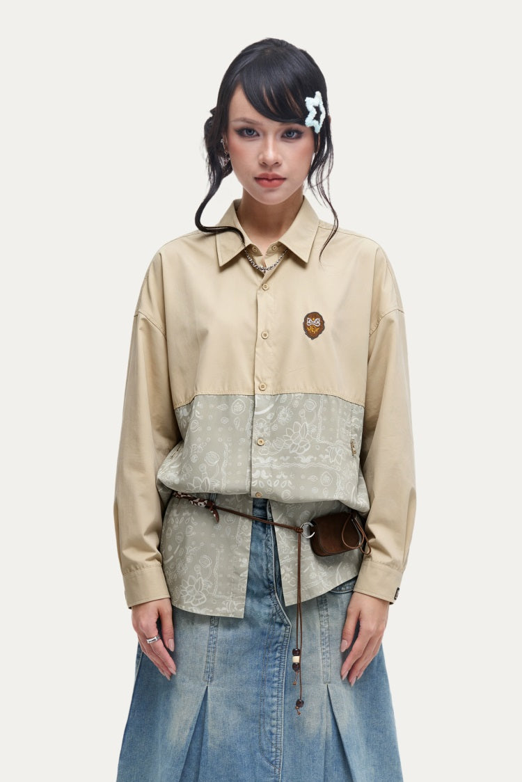 HEA Two-Tone Paisley Print Coach Jacket | Unisex Streetwear Button-Up Windbreaker