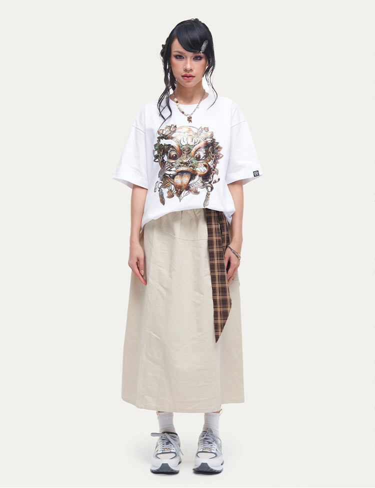 HEA Unisex Heavyweight Cotton Lion Graphic T-Shirt, Oversized Streetwear Short Sleeve Tee