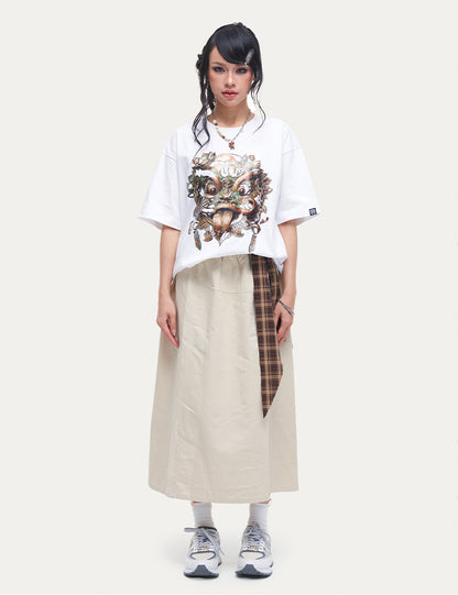 HEA Unisex Heavyweight Cotton Lion Graphic T-Shirt, Oversized Streetwear Short Sleeve Tee