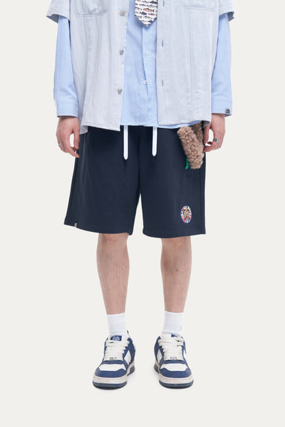 HEA Unisex Solid Color Casual Shorts, Elastic Waist Streetwear Shorts