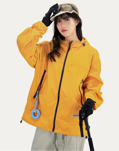 HEA Unisex Loose Fit Windbreaker Jacket with Lion Graphic, Casual Streetwear Outerwear for Spring and Summer