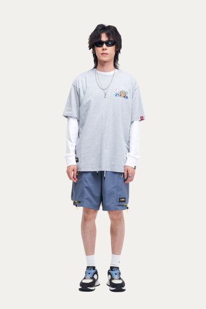 HEA Men’s Lion Head Embroidered Casual Shorts, Breathable Streetwear Shorts with Adjustable Hem