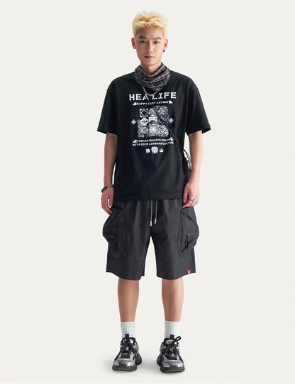 HEA Unisex Oversized Cotton Graphic T-Shirt, Casual Streetwear Short Sleeve Tee