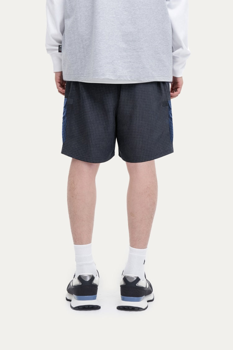 HEA Waffle Knit Patchwork Cargo Shorts, Men’s Streetwear Casual Utility Shorts